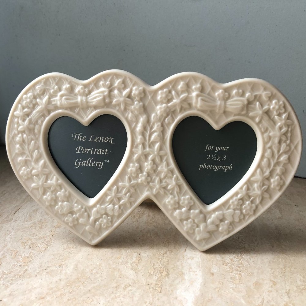 Vintage Lenox double heart picture frame 4 1/4" X 7 1/8"